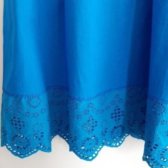 GUILLAUME Shirt Midi Dress w/ Scalloped Eyelet Hem Blue Sz S - Picture 9 of 14